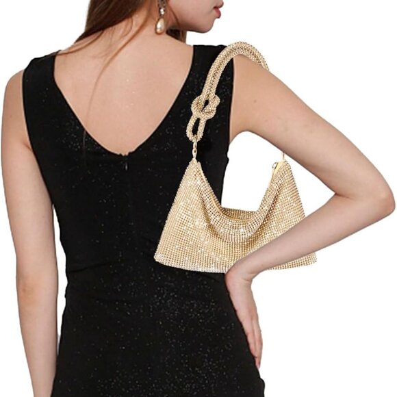 Rhinestone Purse Sparkly Evening bag Silver Clutch for Women Party Prom - Picture 4 of 8